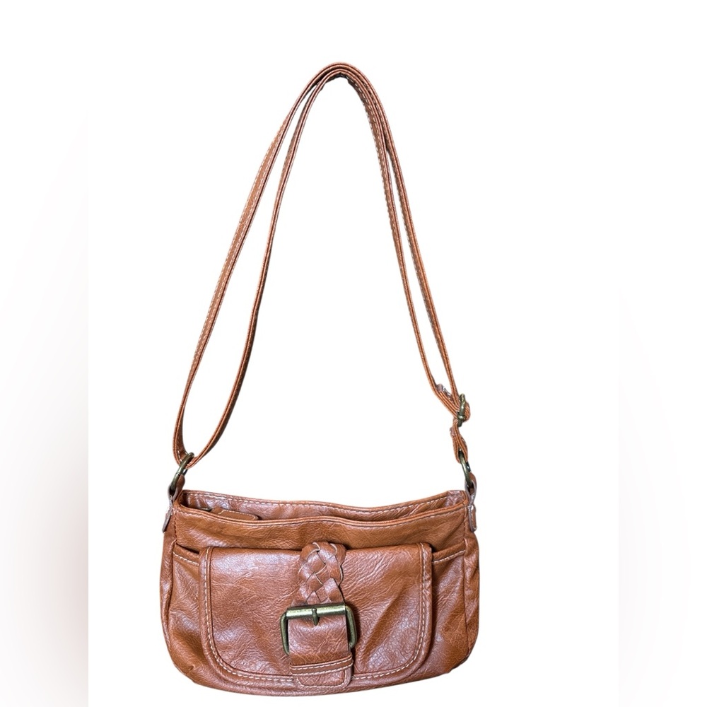 Brown vegan Leather Crossbody Shoulder Bag nwot